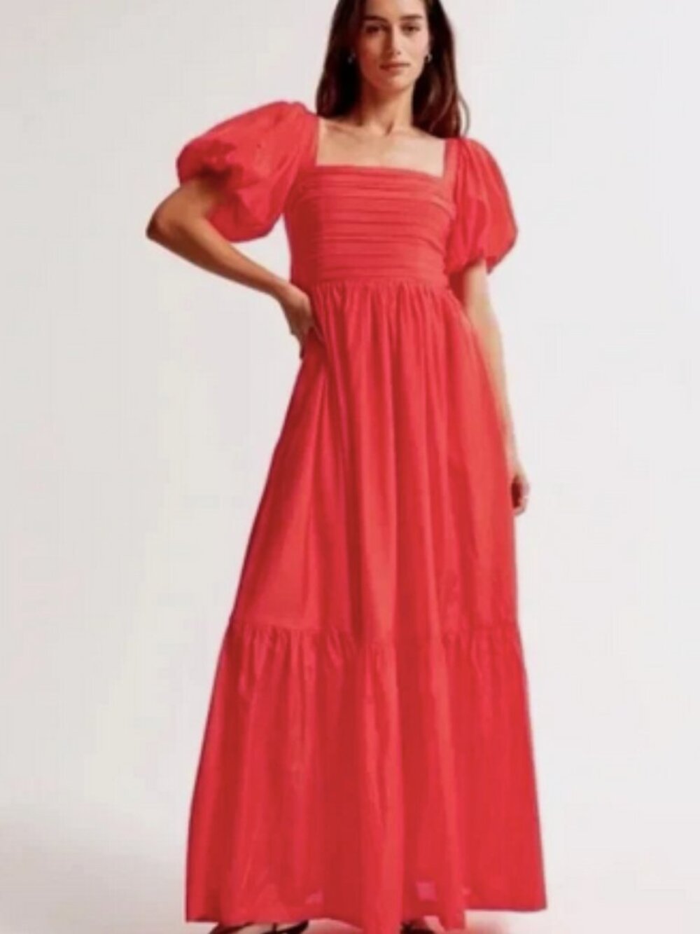 Abercrombie & Fitch A&F Emerson Drama Bow-Back Red Maxi Dress Size S Tall NWT